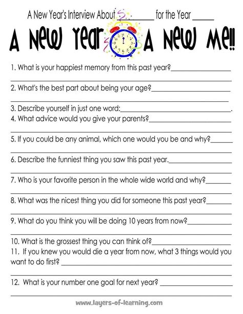New Year S Interview Printable